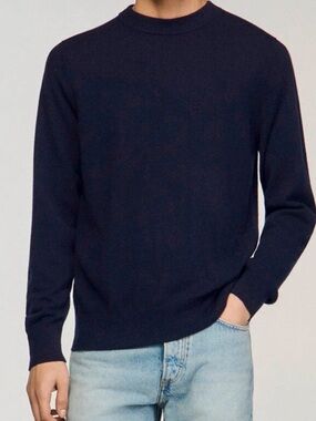 Sandro 
100% Cashmere Crewneck Sweater In dark navy
